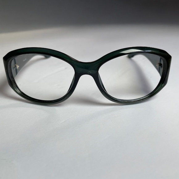 DIOR Eye Glass Frames Vintage Swarovski Crystals Dark Green ITALY - Picture 3 of 5